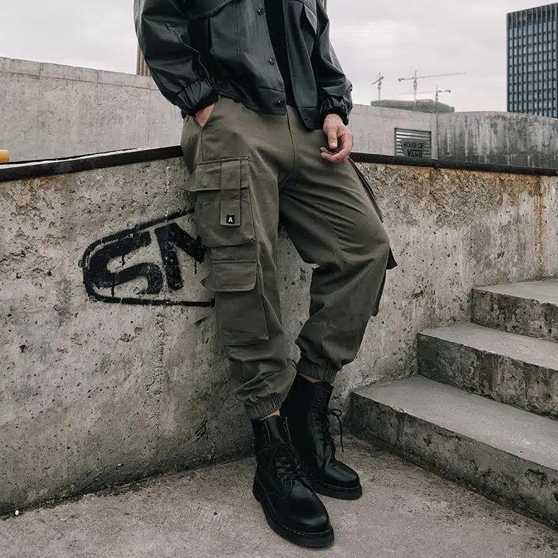 Pantalon Cargo Survêtement Homme - Coupe Ample, Taille élastique, Poches Zippées - Pour Running, Randonnée, Détente