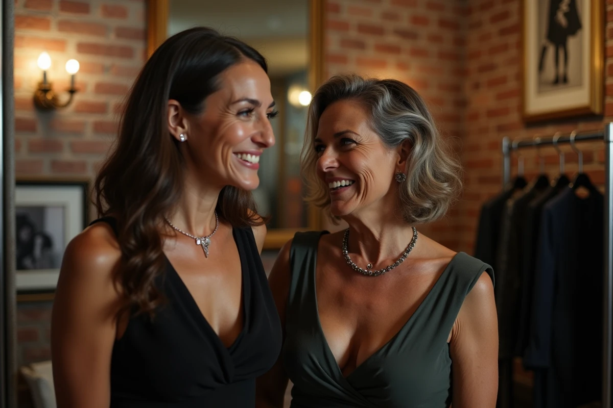 Deux actrices françaises en coulisses lors d'une cérémonie des César, échangeant avec naturel et complicité