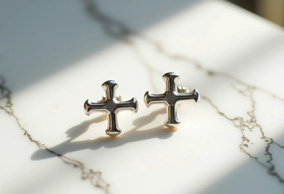 boucles croix argent