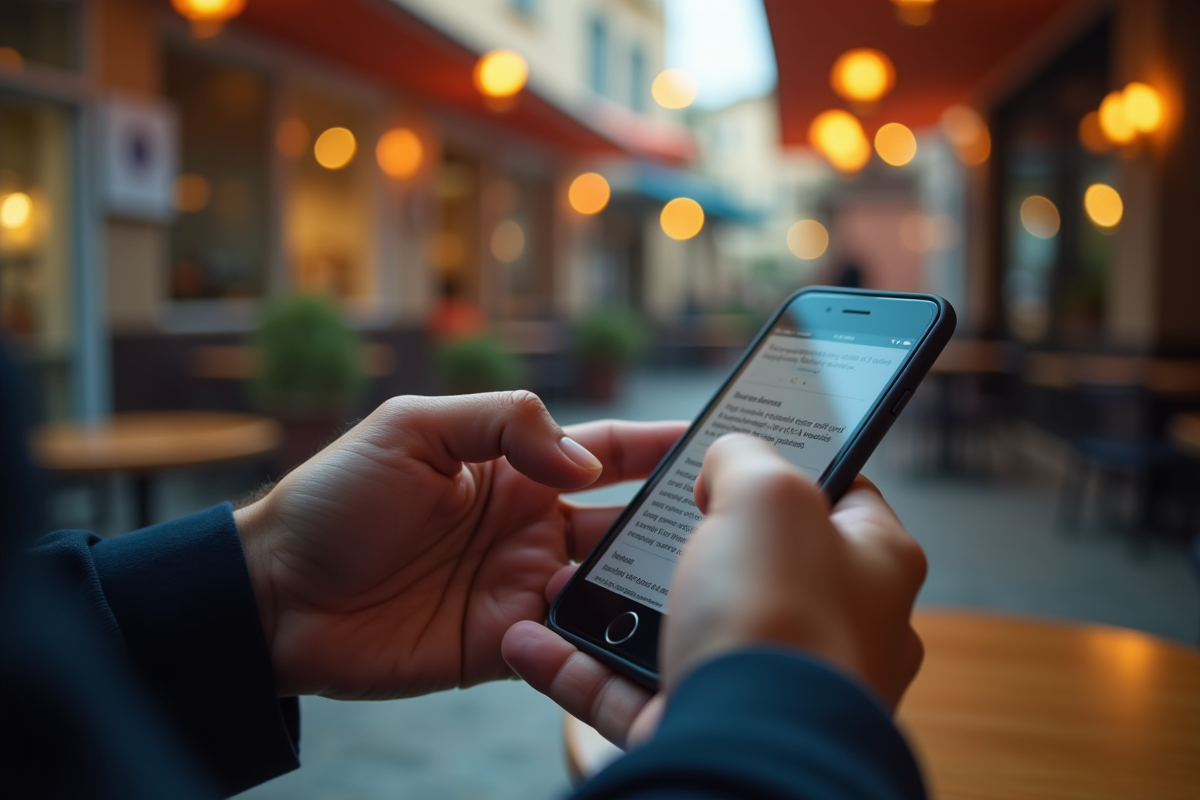 Fan de basketball naviguant sur un forum sur smartphone