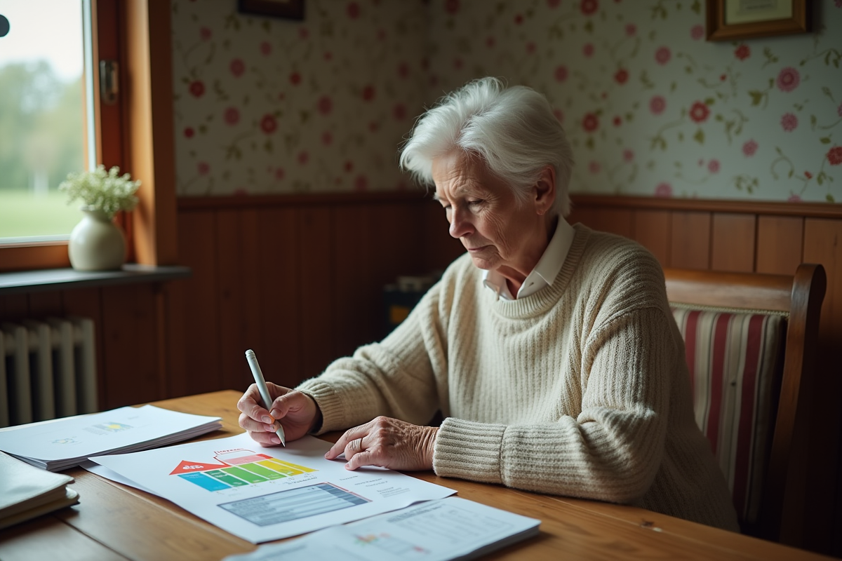 Femme senior lisant rapport d