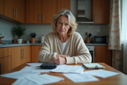 Femme d'âge moyen vérifiant ses finances à la maison