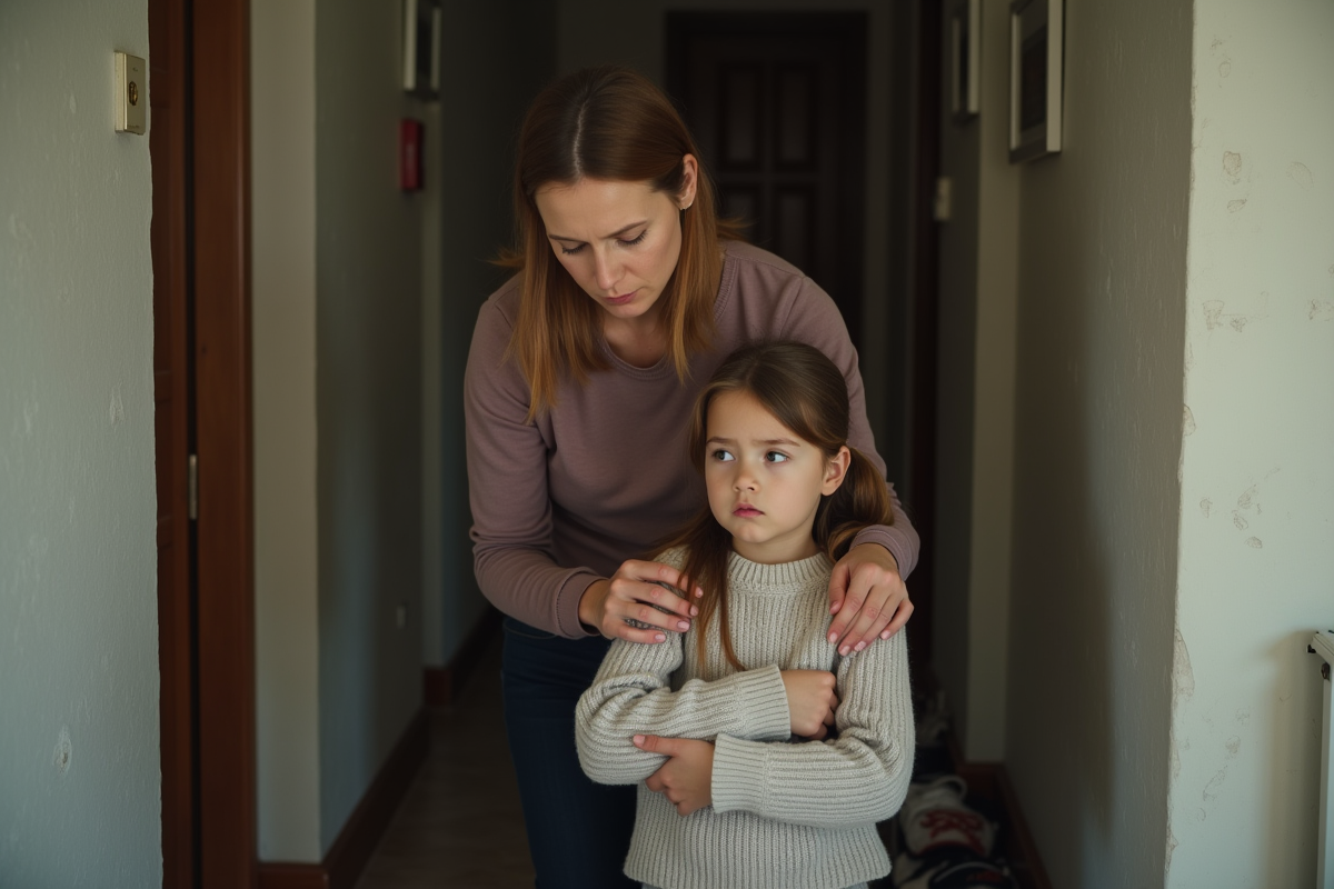 Fille et femme dans un couloir d