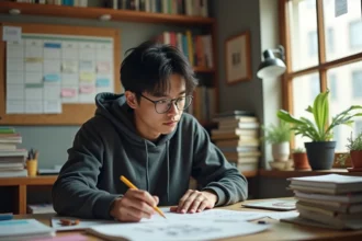 Lecteur de manga consultant le calendrier de parution de Exorcism Records Journey to the West VF dans un bureau japonais