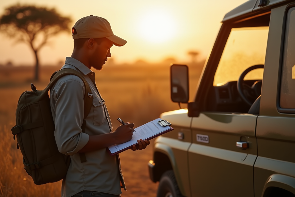 Personne vérifiant une liste de safari à côté d