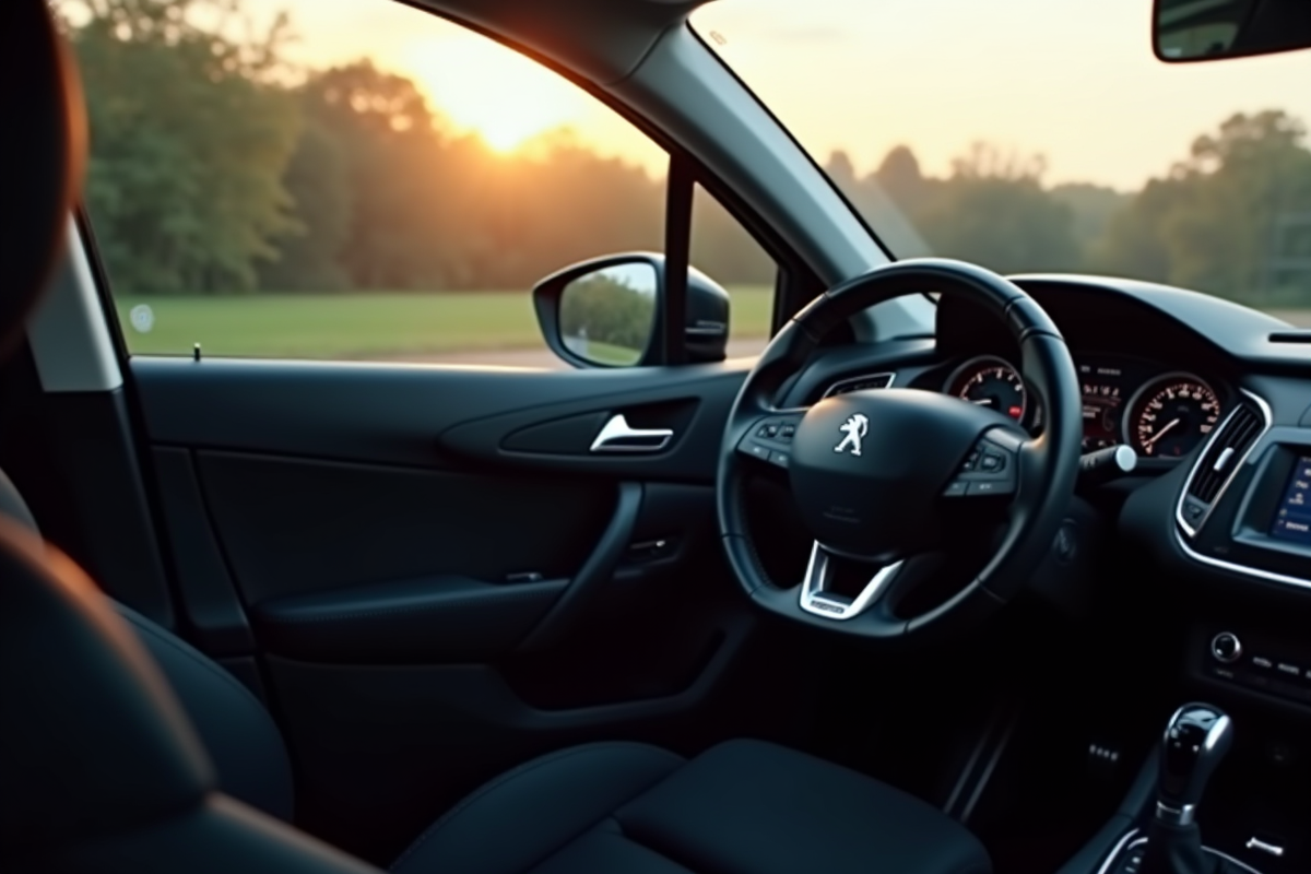 Intérieur du cockpit Peugeot 308 GT avec tableau de bord numérique